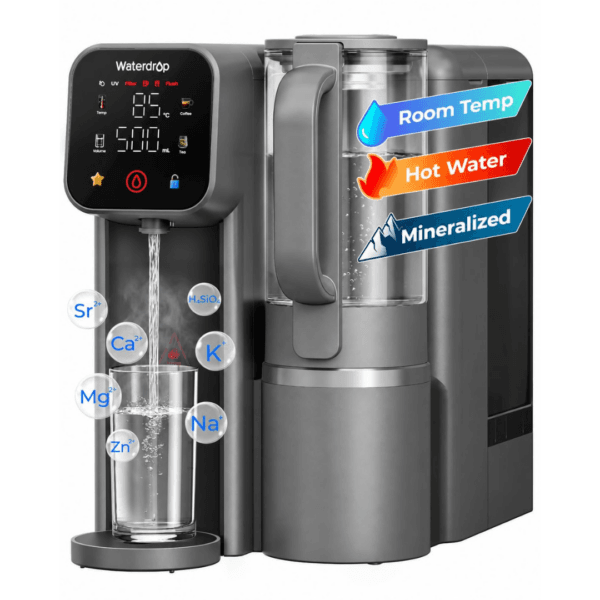 1 Waterdrop M6HG Mineralize Instant Hot Reverse Osmosis System, Glass Pitcher