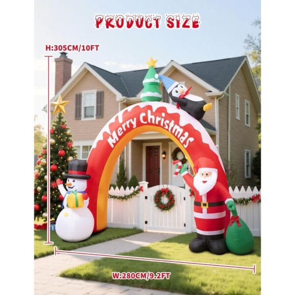 10FT Christmas Inflatables Archway with Santa Claus, Snowman & Christmas Tree