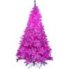 1 8Ft Flocked Prelit Pink Christmas Tree with Pink LED Lights Multifunction
