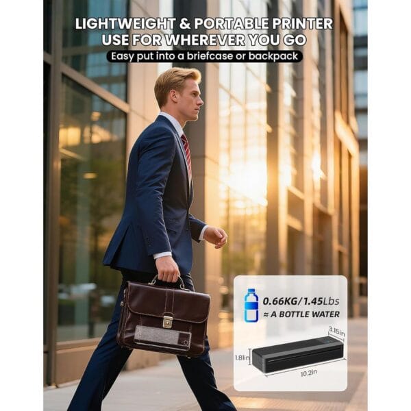 vretti Portable Thermal Printer A4,Inkless Bluetooth Printer for Travel