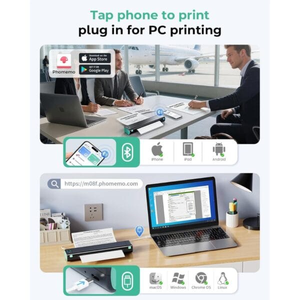Phomemo M08F Portable Thermal Printer A4 with Bag + 10PCS Thermal Sheets