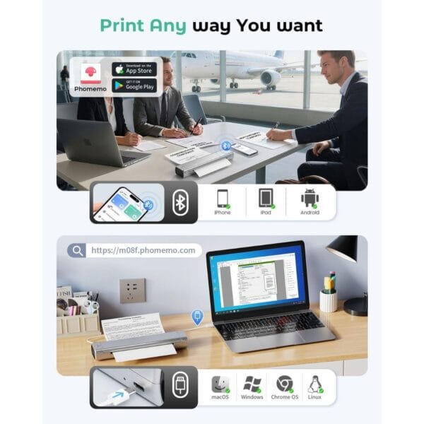 Phomemo M08F Wireless Bluetooth Mobile Inkless Portable Printer A4