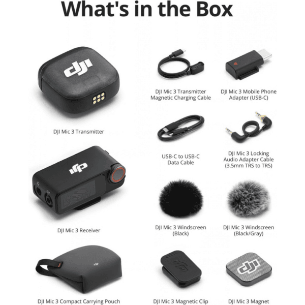 DJI Mic 3 (1 TX + 1 RX), Wireless Lavalier Mic for iPhone/Camera/Android