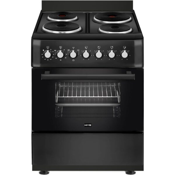 HYE 60cm Freestanding Cooker - Electric Cooker with Kitchen Stove, Black [Energy Class A]