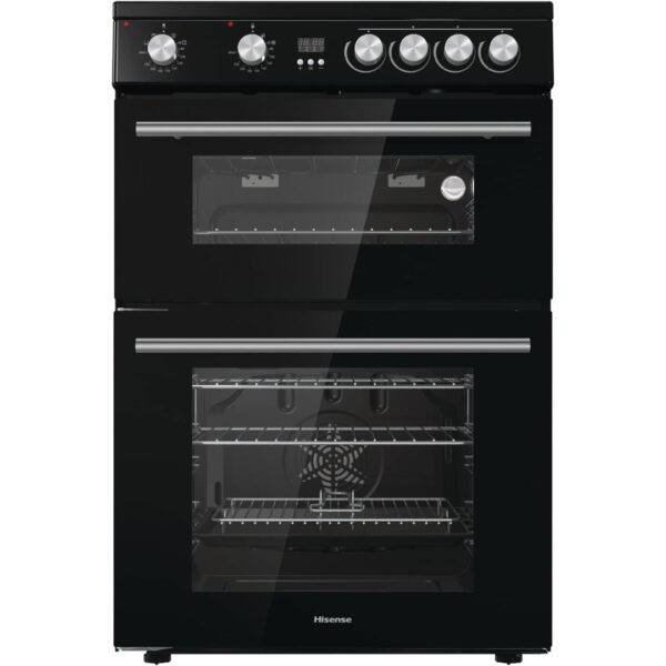 Hisense HDE3211BBUK 60cm Electric Cooker with Ceramic Hob-Black , A Rated Double Oven [Energy Class A]