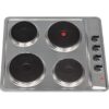 1 SIA 60cm Electric Hob, Stainless Steel, Solid Plate, 4 Zone, PHP601SS
