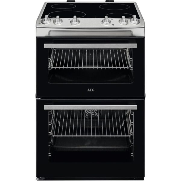 AEG 5000 Double Cavity Cooker, Ceramic Hob, CCX6501ACM, Stainless Steel [Energy Class A]