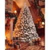 7Ft Christmas Tree Snowy Flocked with Warm White & Multicolour Lights