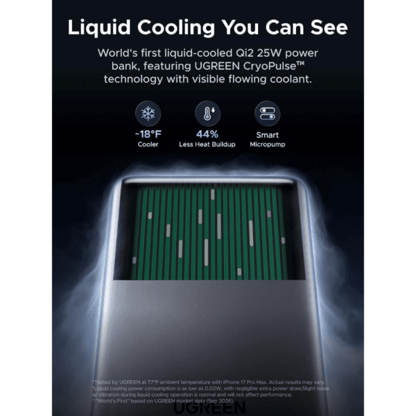 UGREEN MagFlow Pro 25W Qi2 Liquid Cooling Magnetic Power Bank 10,000mAh