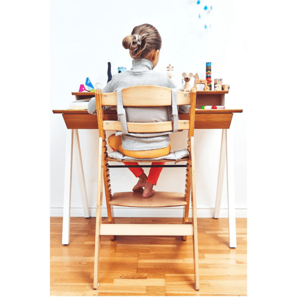 Moby-System Wooden High Chair, Adjustable Seat & Footrest, Natural Wood