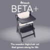 hauck Grow-Along Wooden Highchair with Tray and Wheels, Beta+ Dark Grey