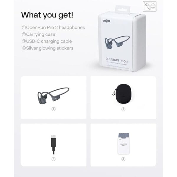 SHOKZ OpenRun Pro 2 Bone Conduction Sports Headphones, Black