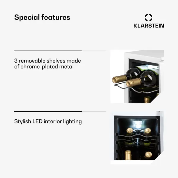 KLARSTEIN Shiraz Wine Cooler White – 12 Bottles