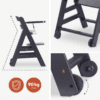 hauck Grow-Along Wooden Highchair with Tray and Wheels, Beta+ Dark Grey