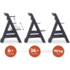 hauck Grow-Along Wooden Highchair with Tray and Wheels, Beta+ Dark Grey