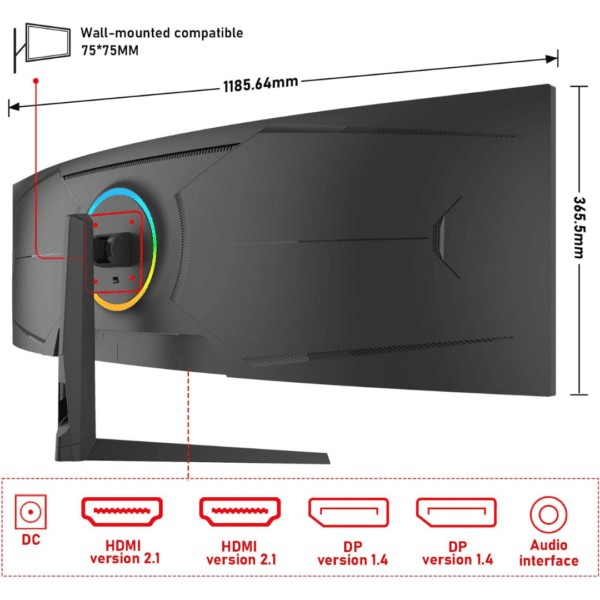 Gawfolk 49 inch Ultra-Wide Curved 240Hz Gaming Monitor,DQHD PC Screen