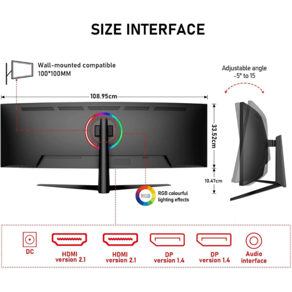 Gawfolk 45 inch Ultra-Wide Curved 240Hz Gaming Monitor,DQHD PC Screen
