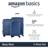Amazon Basics Suitcase Set (Small + Medium + Large) - Hard Shell Luggage with Spinner Wheels - Navy Blue