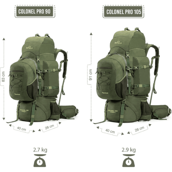 2 TRIPOLE Colonel 90L Travel Backpack with Detachable 15L Daypack