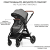 Kinderkraft ESME 3-in-1 Travel System with Mink PRO I-Size Car Seat, Grey