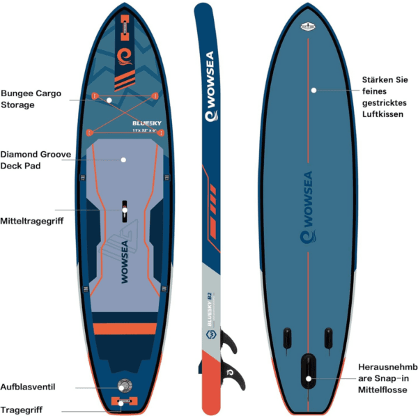 2 WOWSEA Inflatable Paddle Board for All Skill Levels, 3400g Heavy Dropstitch
