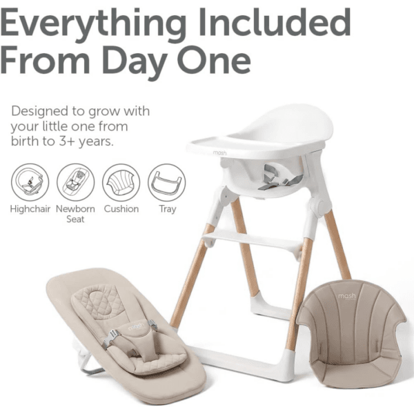 2 Baby Elegance Mash High Chair Bundle for Babies & Toddlers (0-3yrs) - White
