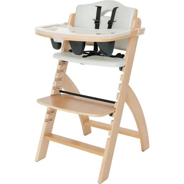 Abiie Beyond Junior Wooden High Chair with Tray - Adjustable and Convertible High Chair for Babies and Toddlers