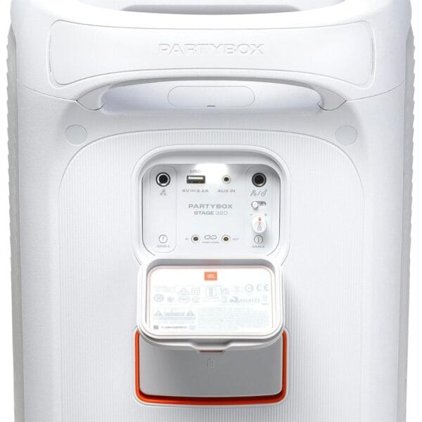 JBL PartyBox Stage 320 - Portable Party Speaker with Telescopic Handle & Wide, Sturdy Wheels