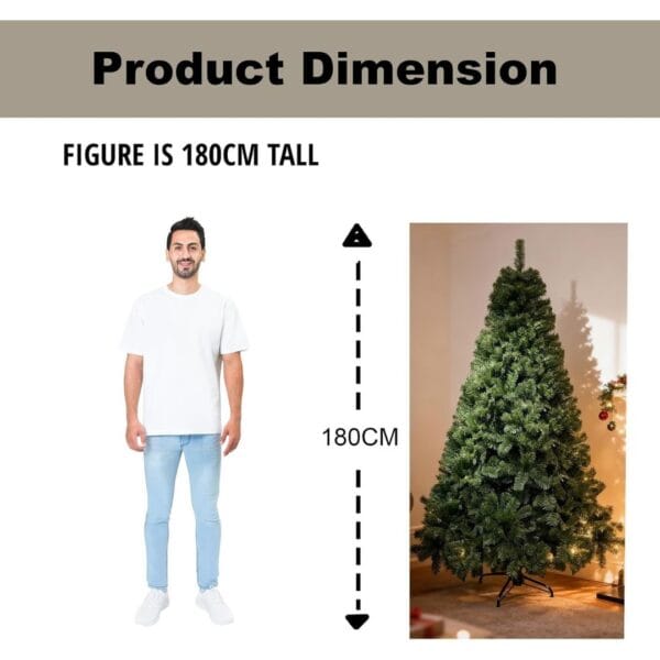 SHATCHI 6ft/1.8m Alaskan Pine Green Artificial Christmas Tree Bushy 550 Tips Xmas Home Decorationations Decorations