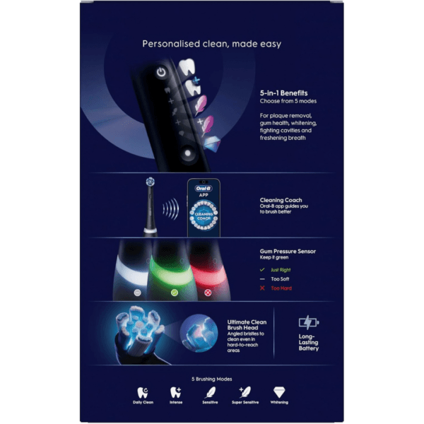 Oral-B iO5 Electric Toothbrush, Matt Black, with Travel Case and Toothpaste
