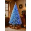 8Ft Flocked Prelit Blue Christmas Tree with Blue LED Lights Multifunction