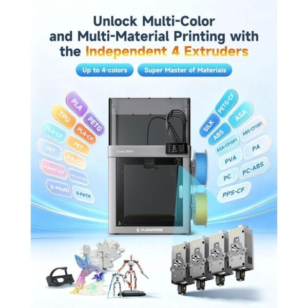 FLASHFORGE Creator 5 Pro 4-Toolheads 3D Printer,7s FlashSwap