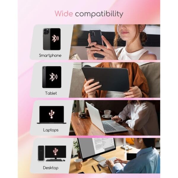 Portable Thermal Printer A4 Inkless Wireless Bluetooth Small Mobile - Pink