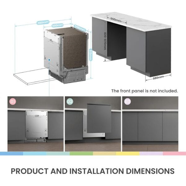 COMFEE' Fully Integrated Dishwasher, 14 Place Settings, Wi-Fi, Built-In [Energy Class C]