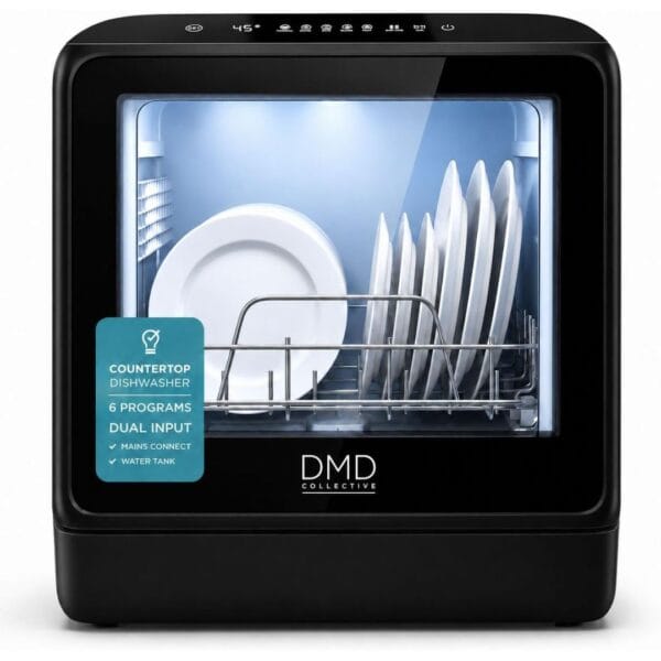 DMD Collective - 5L Table Top Dishwasher, Compact Mini Dishwasher, Black [Energy Class B]