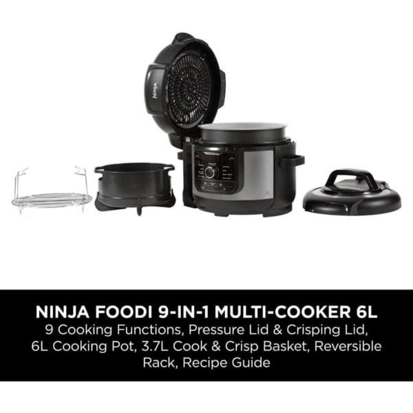 Ninja Foodi 9-in-1 Multi Cooker, Brushed Steel & Black, OP350UK