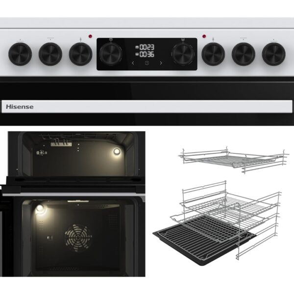Hisense Hi6 Max 60cm Electric Cooker with Ceramic Hob HDCEC6C20W - White - A Rated [Energy Class A]
