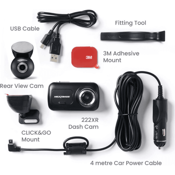 2 Nextbase 222XR Front and Rear Dash Cam with 1080p Full HD Front Camera