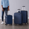 Amazon Basics Suitcase Set (Small + Medium + Large) - Hard Shell Luggage with Spinner Wheels - Navy Blue