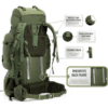 3 TRIPOLE Colonel 90L Travel Backpack with Detachable 15L Daypack