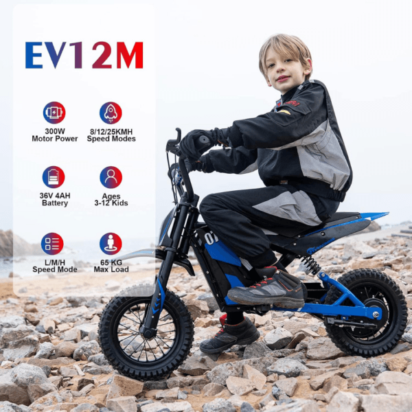 3 EVERCROSS EV12M Kids Electric Dirt Bike, 300W, 12in Pneumatic Tyres
