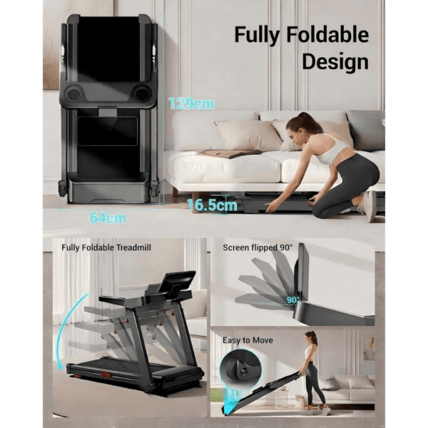 Foldable Walking Pad with 20% Incline, 3.5HP Motor Treadmill For Home