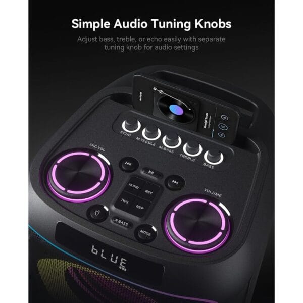 GKDT81 Karaoke Machine with 2 Microphones for Adults, 80W Rated Power, Dual 8" Woofers, Portable Bluetooth Party Speaker with Wheels & Pull Handle