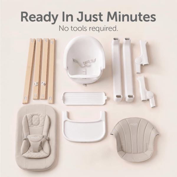 3 Baby Elegance Mash High Chair Bundle for Babies & Toddlers (0-3yrs) - White