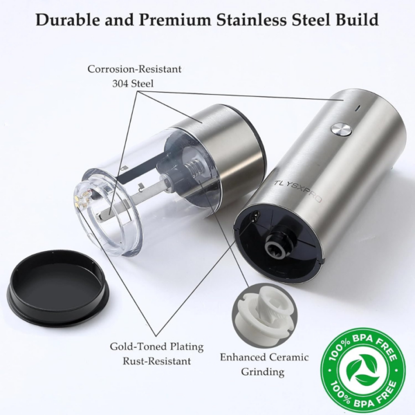 Cuisinart Rechargeable Electric Salt & Pepper Mill Set in Brushed Stainless Steel SP-4 | Newest Model