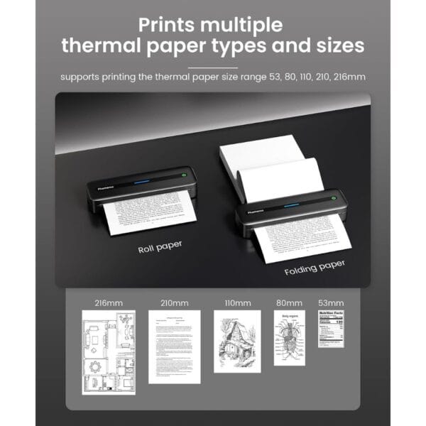 Phomemo M832 Thermal Portable Inkless Printers A4 300DPI - Black Kit