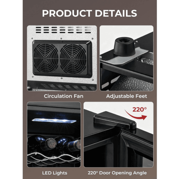 FOHERE Wine Cooler Fridge 8 Bottles, Table-Top Wine Fridge with Glass Door