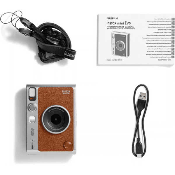 instax mini EVO Hybrid camera and smartphone printer, BROWN