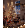 7Ft Christmas Tree Snowy Flocked with Warm White & Multicolour Lights