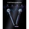 GKDT81 Karaoke Machine with 2 Microphones for Adults, 80W Rated Power, Dual 8" Woofers, Portable Bluetooth Party Speaker with Wheels & Pull Handle